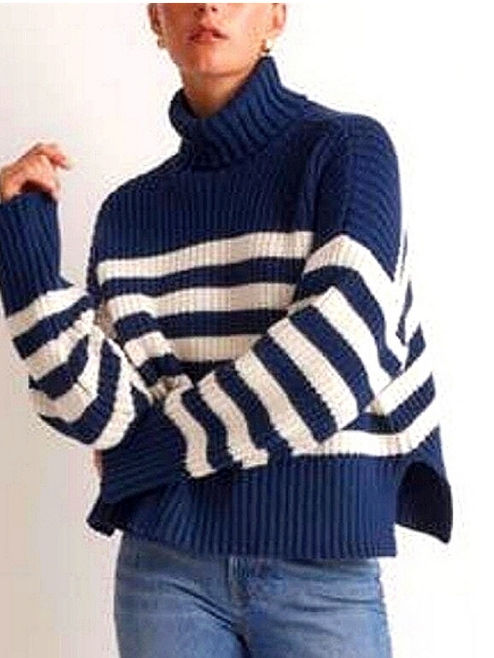 Madevell stripe turtleneck sweater